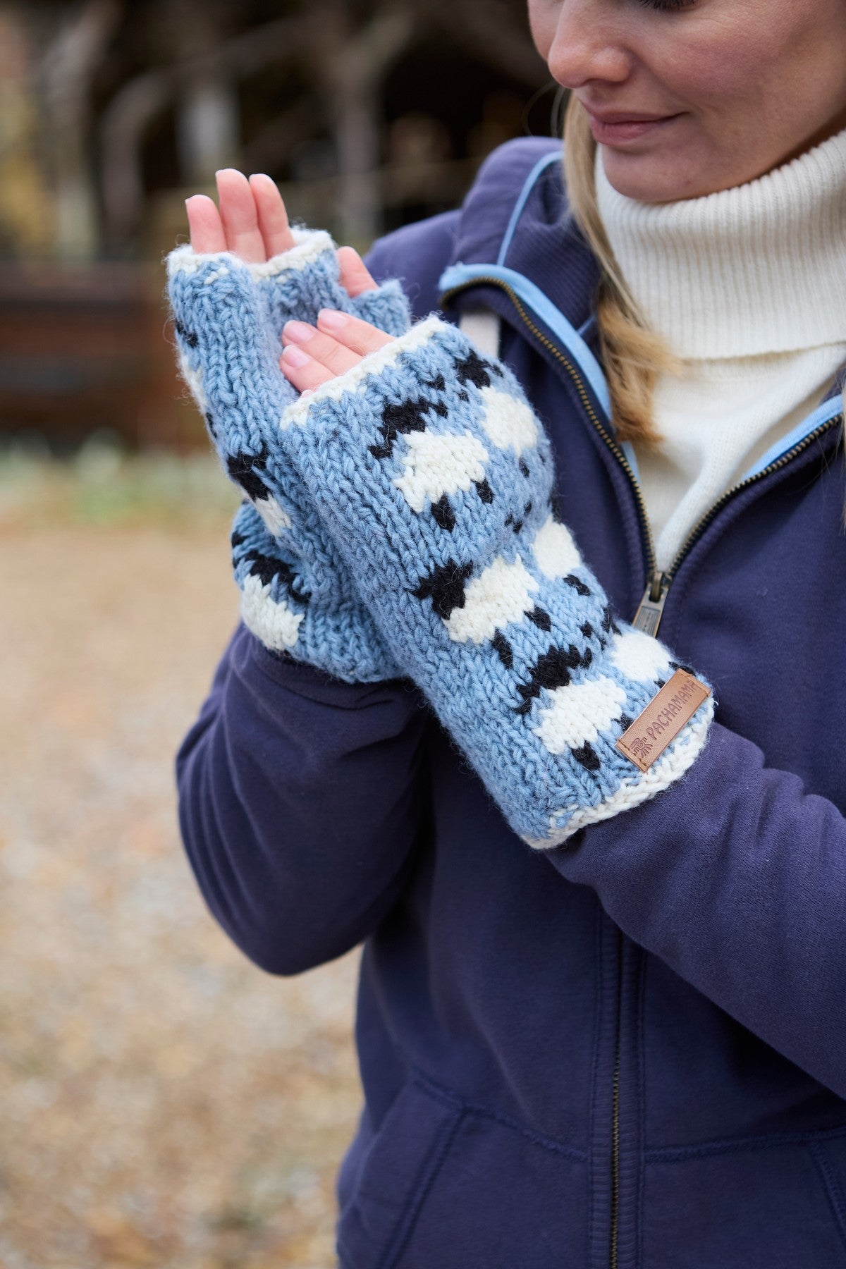 Pachamama Sheep Handwarmers, Hand Made, 100% Pure Soft Merino Wool , Blue
