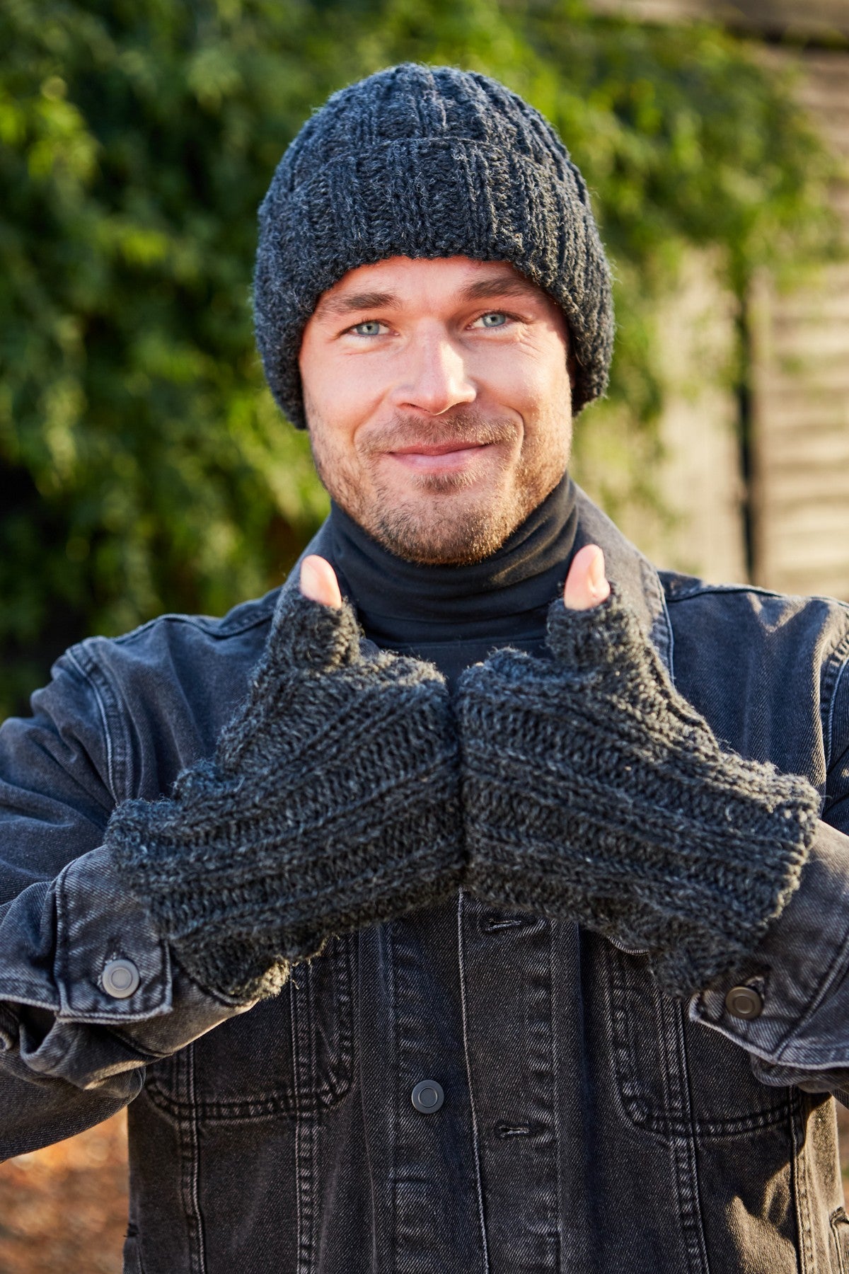Pachamama Mens Shetland Roll Back Beanie, Hand Knitted, Fleece Lined, Wool Outer