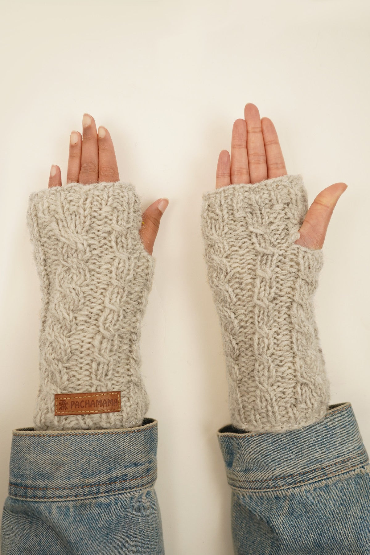 Pachamama Chamonix Handwarmer, Hand Knitted, Sherpa Fleece Lined, Oatmeal