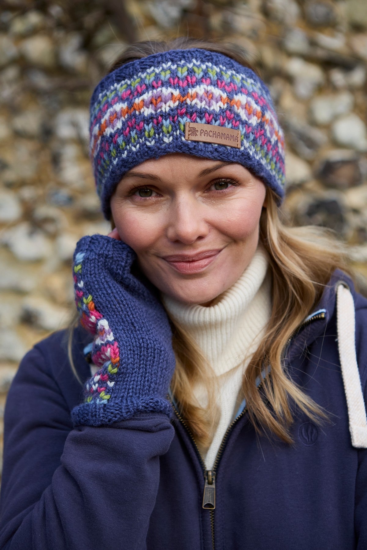 Pachamama Killarney Headband, 100% Pure Merino Wool , Hand Made , Unlined, Denim
