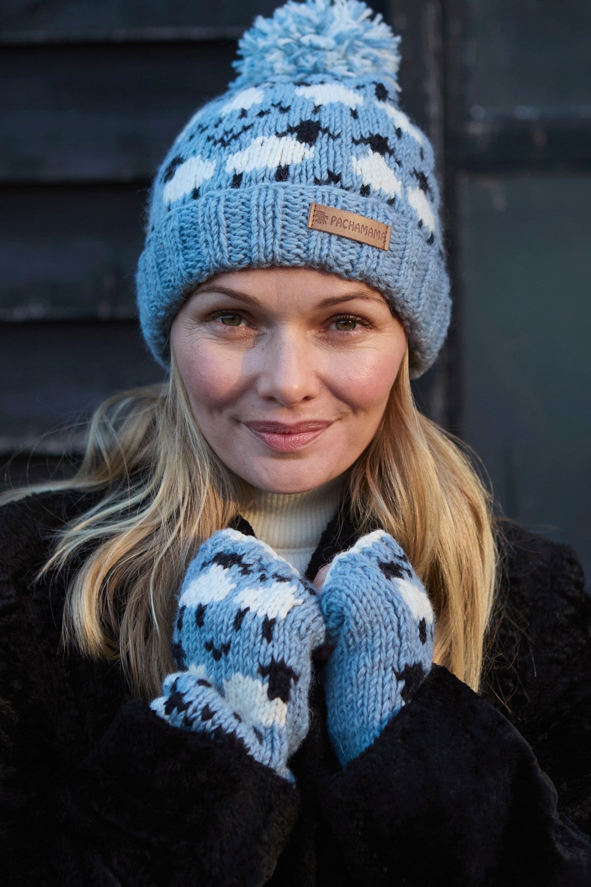 Pachamama Sheep Handwarmers, Hand Made, 100% Pure Soft Merino Wool , Blue