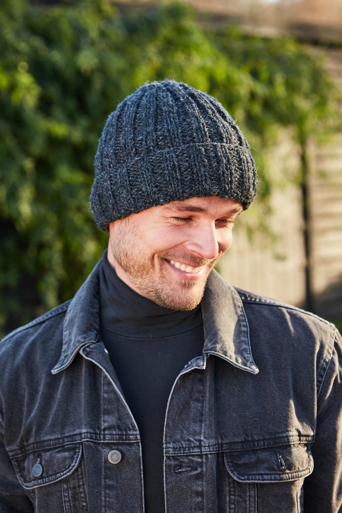 Pachamama Mens Shetland Roll Back Beanie, Hand Knitted, Fleece Lined, Wool Outer