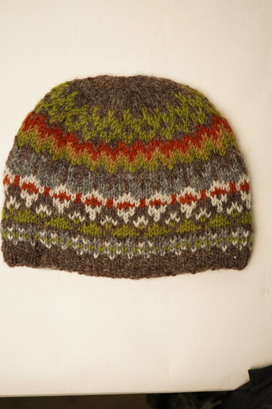 Pachamama Mens Westport Beanie Earth, Hand Knitted, Fleece Lined Forehead, Wool