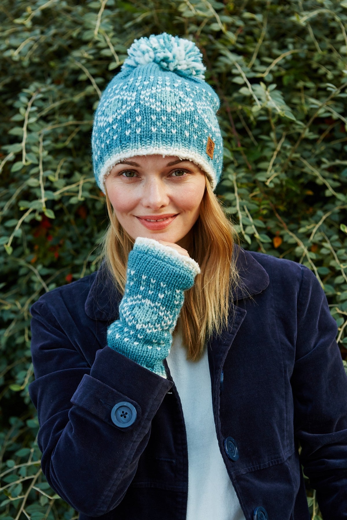 Pachamama Pentle Bay Bobble Beanie, Hand Knitted, Sherpa Fleece Lined, Wool