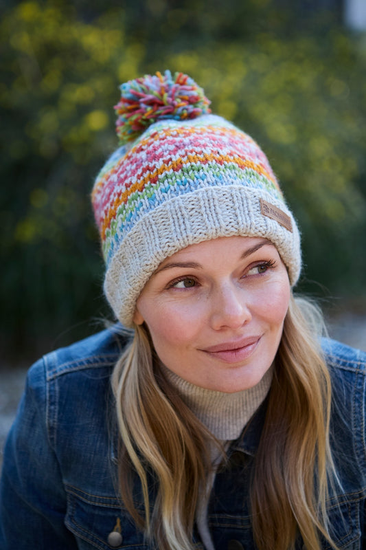 Pachamama Killarney Bobble Beanie, Hand Knitted, 100% Soft Merino Wool, Unlined