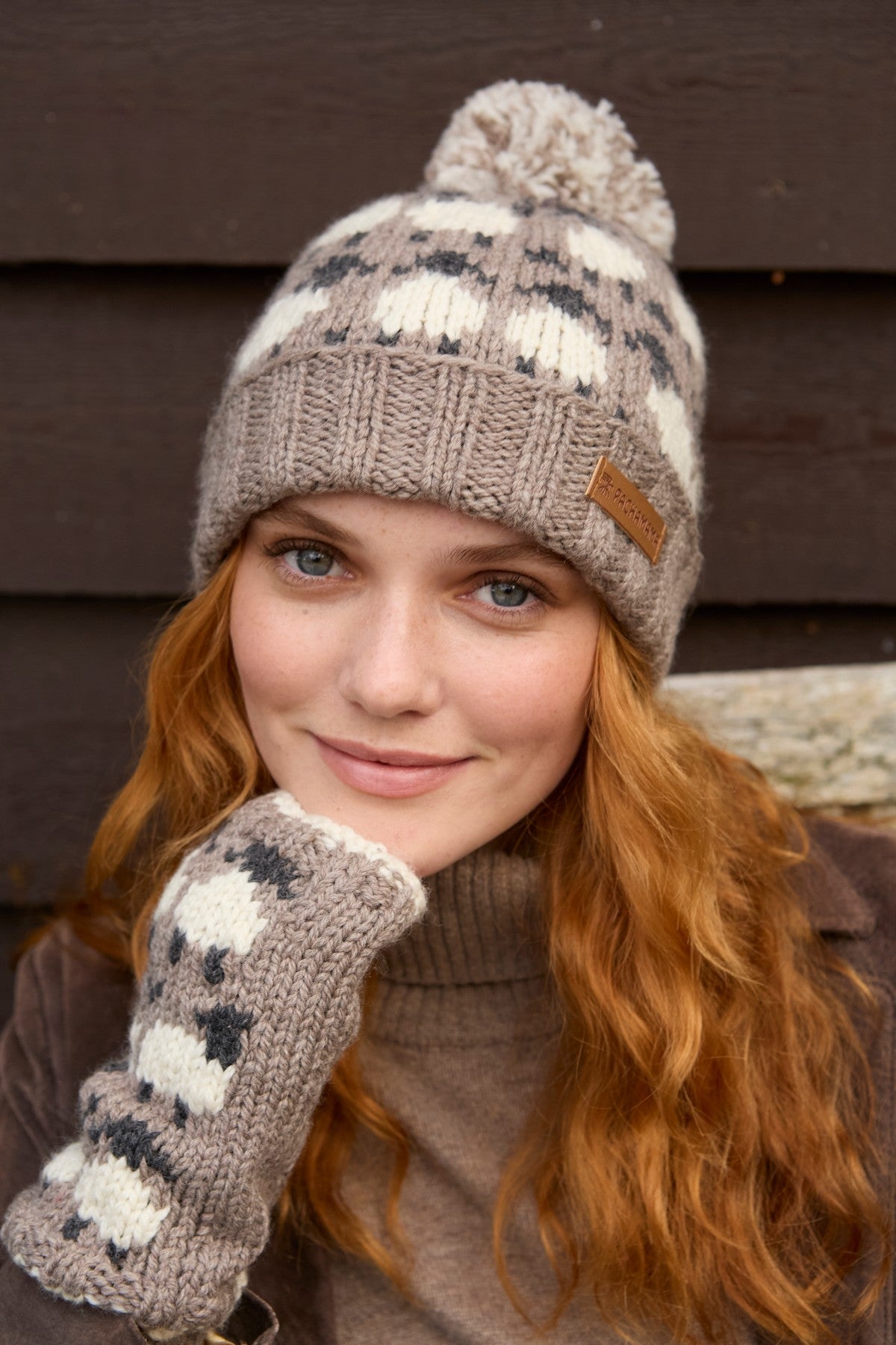 Pachamama Sheep Handwarmers, Hand Made, 100% Pure Soft Merino Wool , Mushroom