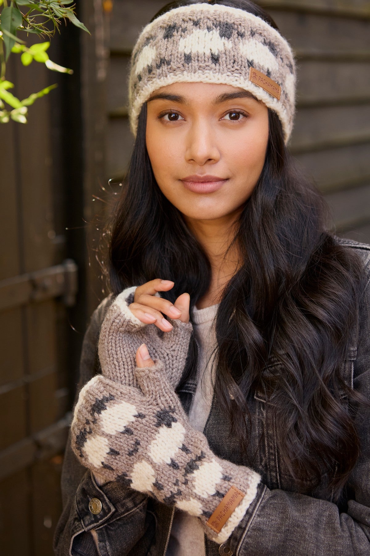 Pachamama Sheep Headband, 100% Soft Pure Merino Wool , Hand Made , Mushroom
