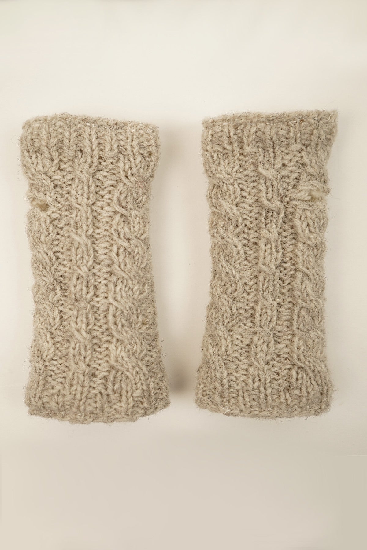 Pachamama Chamonix Handwarmer, Hand Knitted, Sherpa Fleece Lined, Oatmeal