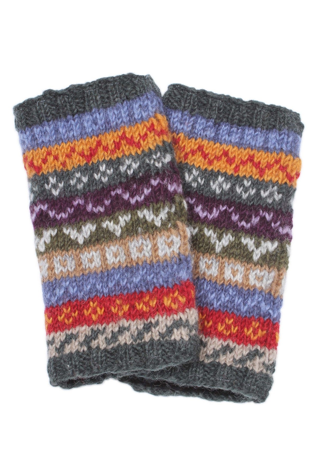 Pachamama Elveden Handwarmer, Hand Knitted, Lined, Wool, Fairisle Multicoloured