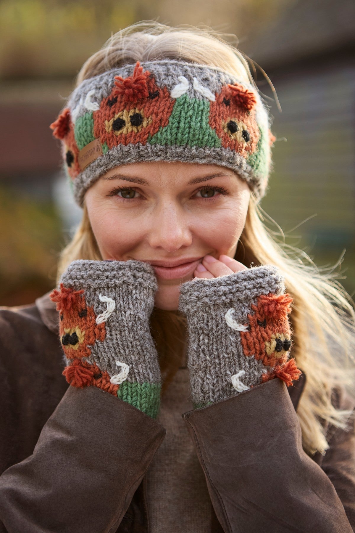 Pachamama Herd Of Highland Cow Handwarmers, Hand Made, Lined, 100% Wool Outer