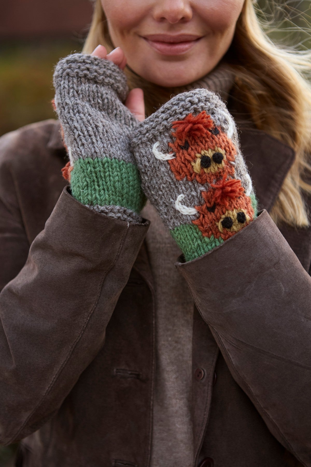 Pachamama Herd Of Highland Cow Handwarmers, Hand Made, Lined, 100% Wool Outer