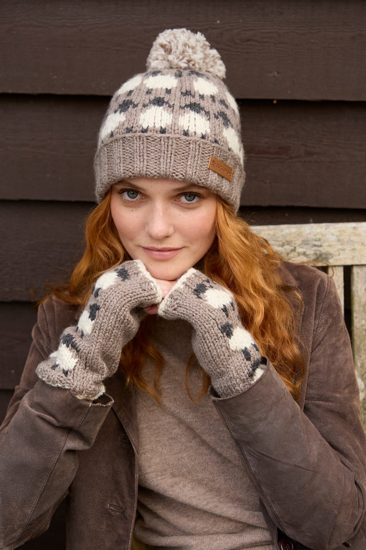 Pachamama Sheep Handwarmers, Hand Made, 100% Pure Soft Merino Wool , Mushroom