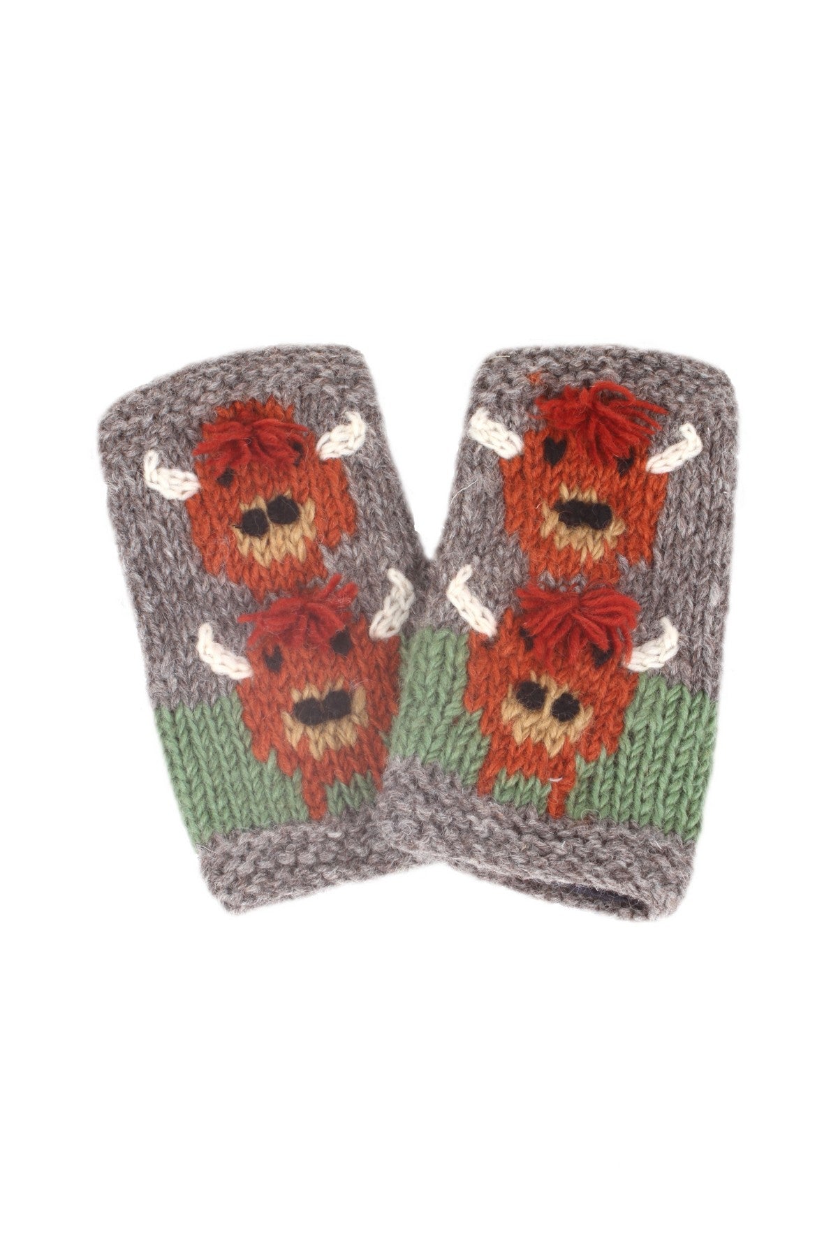 Pachamama Herd Of Highland Cow Handwarmers, Hand Made, Lined, 100% Wool Outer