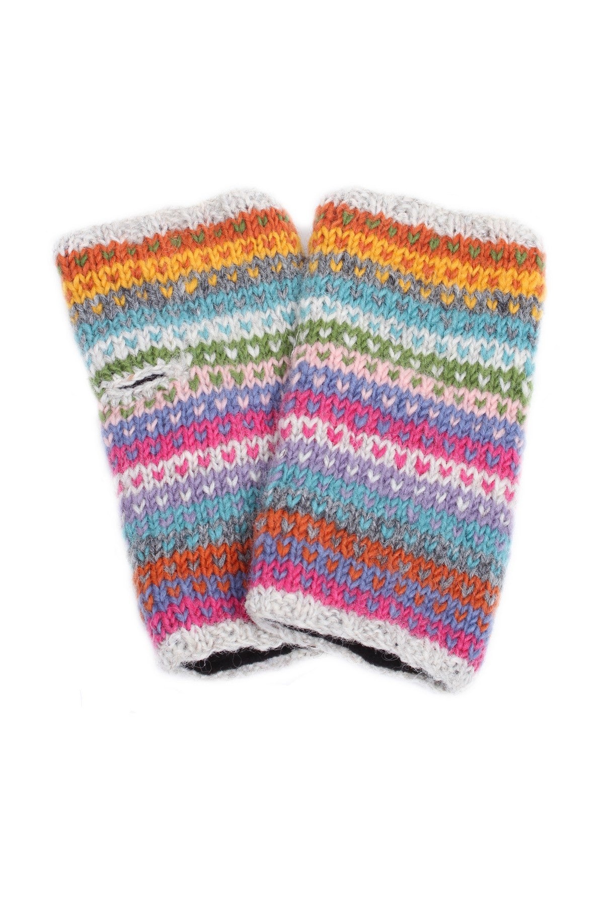 Pachamama Villarica Handwarmer, Hand Knitted, Lined, Wool, Multicoloured