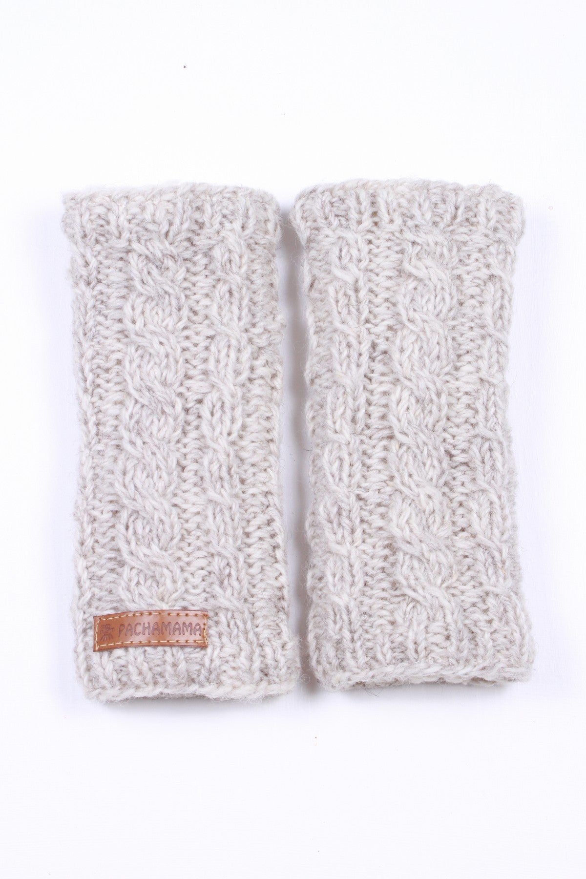 Pachamama Chamonix Handwarmer, Hand Knitted, Sherpa Fleece Lined, Oatmeal