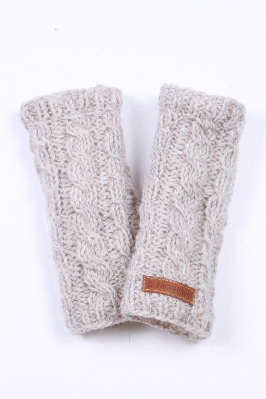 Pachamama Chamonix Handwarmer, Hand Knitted, Sherpa Fleece Lined, Oatmeal