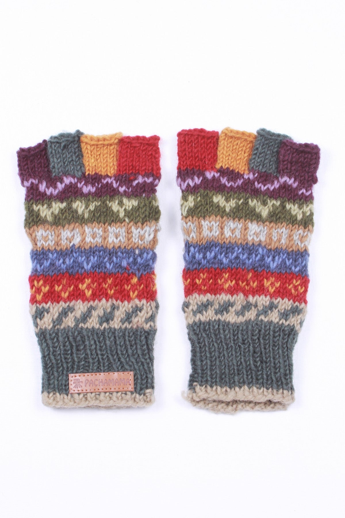 Pachamama Elveden Fingerless Gloves, Hand Knitted, Unlined, 100% Wool