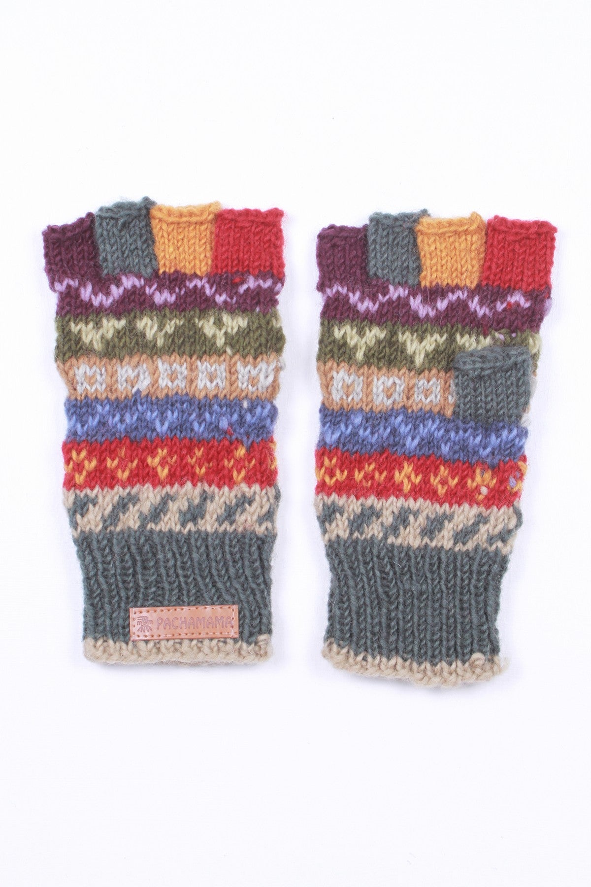 Pachamama Elveden Fingerless Gloves, Hand Knitted, Unlined, 100% Wool