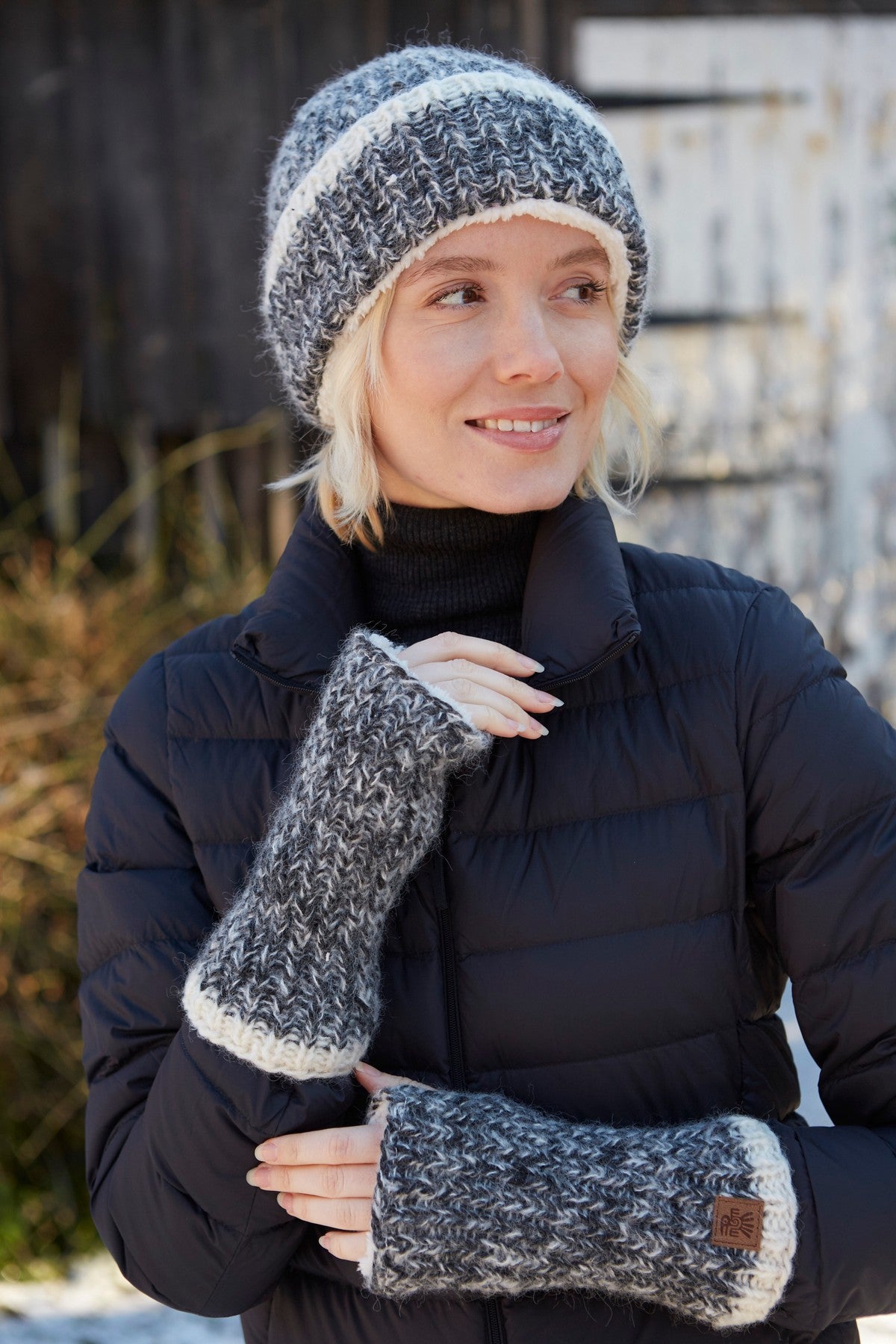 Pachamama Kielder Beanie, Hand Knitted, Sherpa Fleece Lined, Wool/Mohair Blend