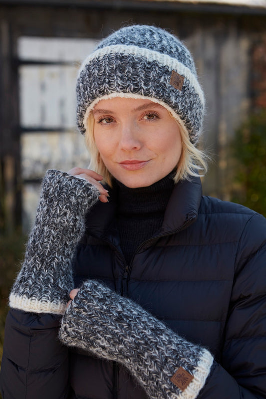 Pachamama Kielder Beanie, Hand Knitted, Sherpa Fleece Lined, Wool/Mohair Blend