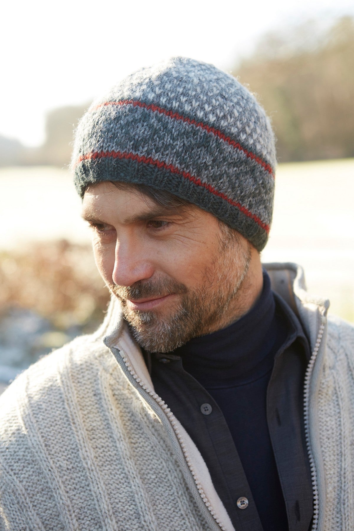 Pachamama Mens Tromso Beanie, Hand Knitted, 100% Wool , Fair Trade Sourced
