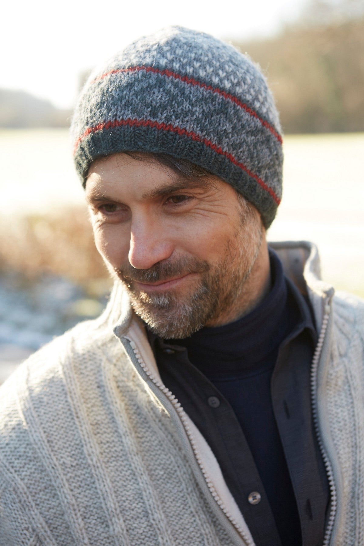 Pachamama Mens Tromso Beanie, Hand Knitted, 100% Wool , Fair Trade Sourced