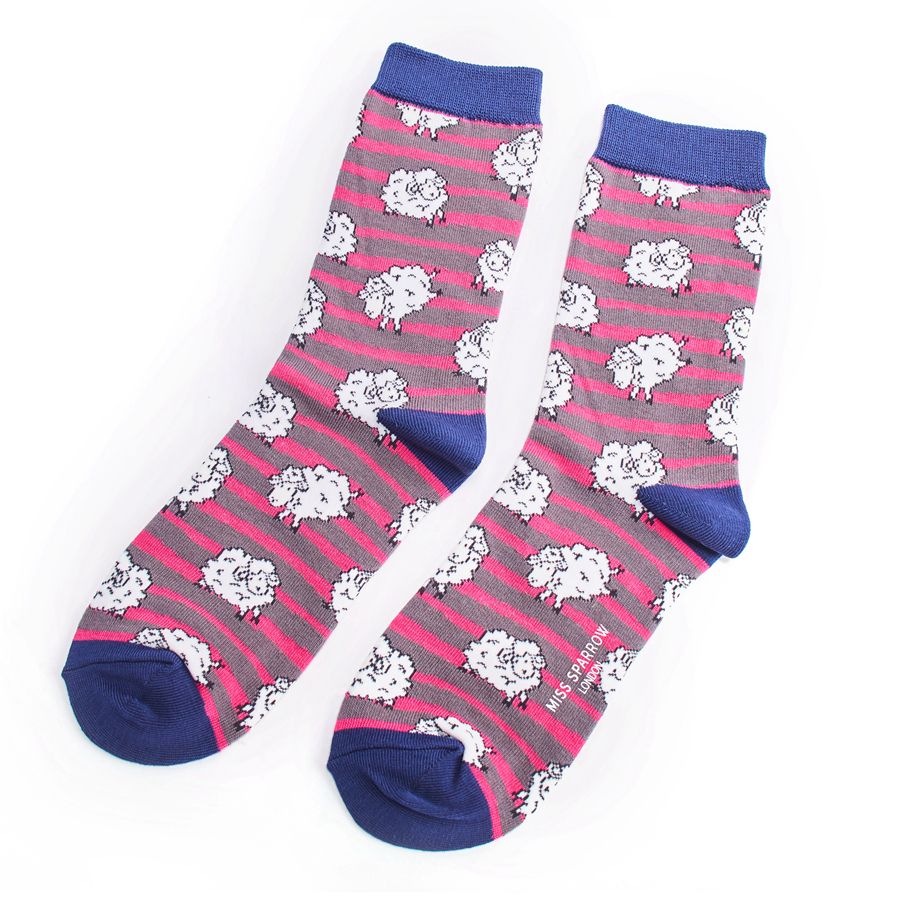 Sheep and Stripes Sock Box With 3 Pairs Of Bamboo Socks