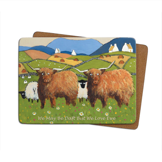Thomas Joseph We May Be Daft But We Love Ewe Single Table Mat, Cork Backed