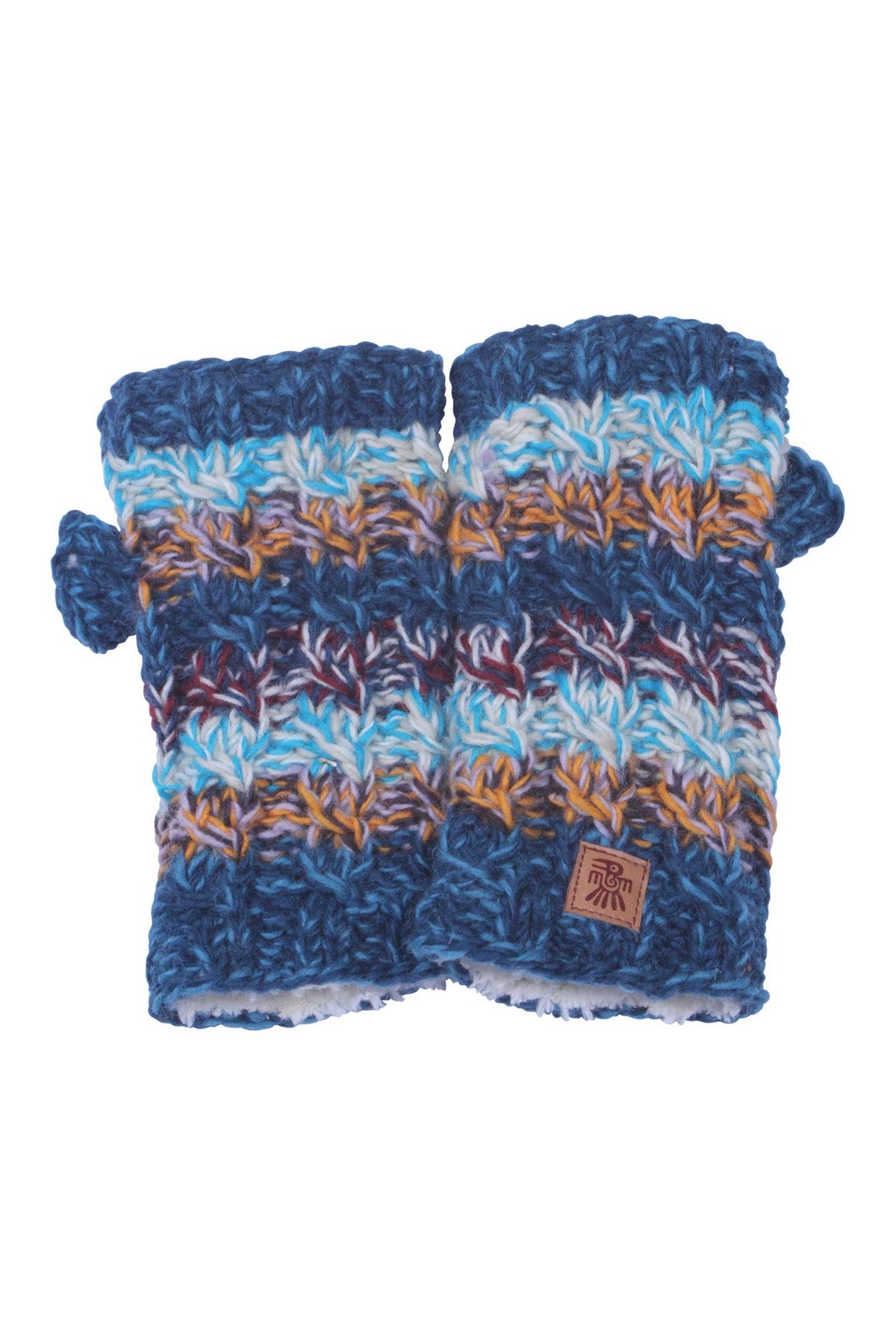 Pachamama Utrecht Handwarmer, Blues, Hand Knitted, Wool, Fair Trade Sourced