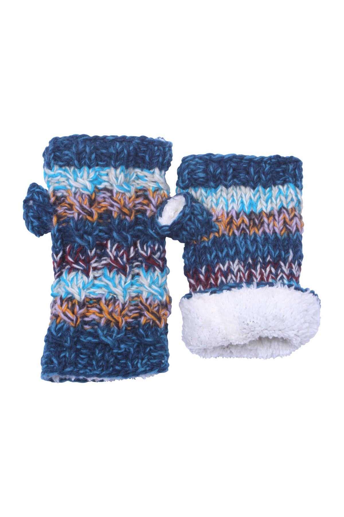 Pachamama Utrecht Handwarmer, Blues, Hand Knitted, Wool, Fair Trade Sourced