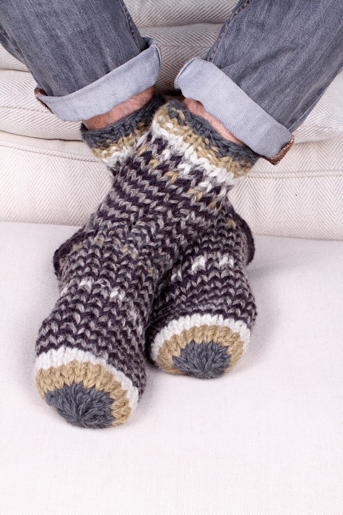 Pachamama Mens Santiago Sofa Socks, Hand Knitted, 100% Wool, Fair Trade Sourced Condition: New with tags