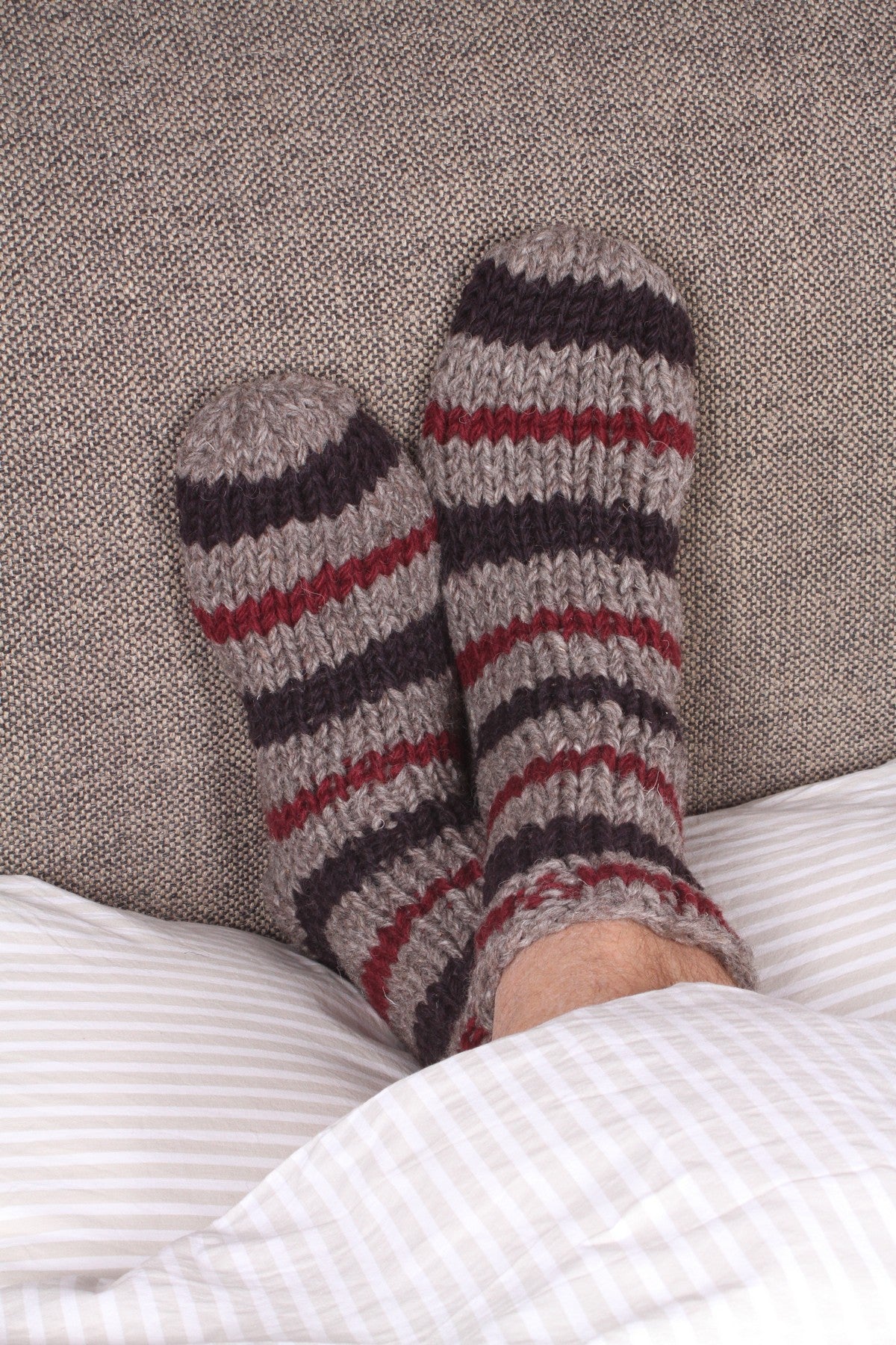 Pachamama Mens Shoreditch Sofa Socks, Hand Knitted 100% Wool, Fair Trade Sourced