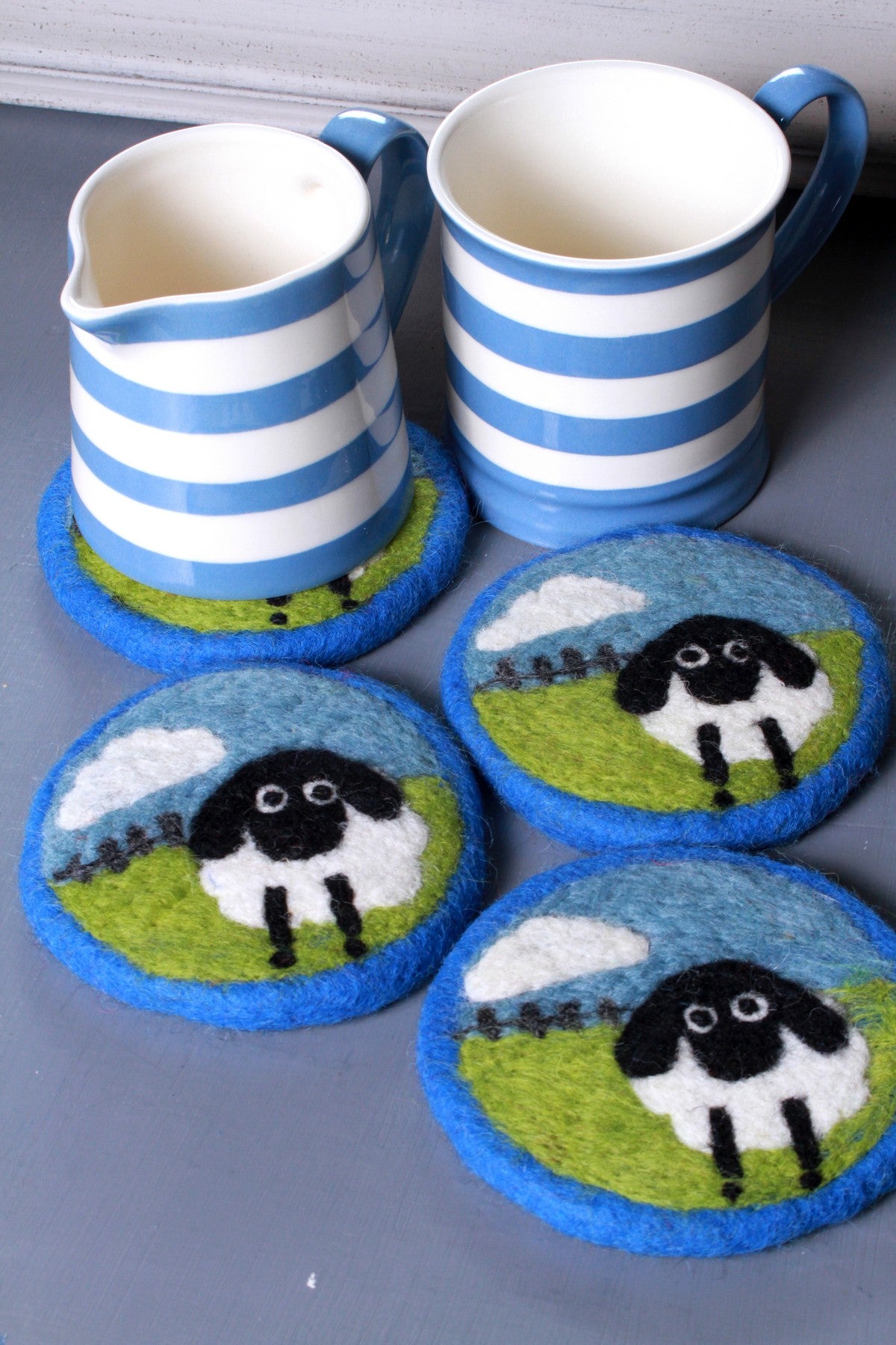 Pachamama Flock Of Sheep Coaster 10cm, Set of 4, Hand Felted, Fair Trade Source