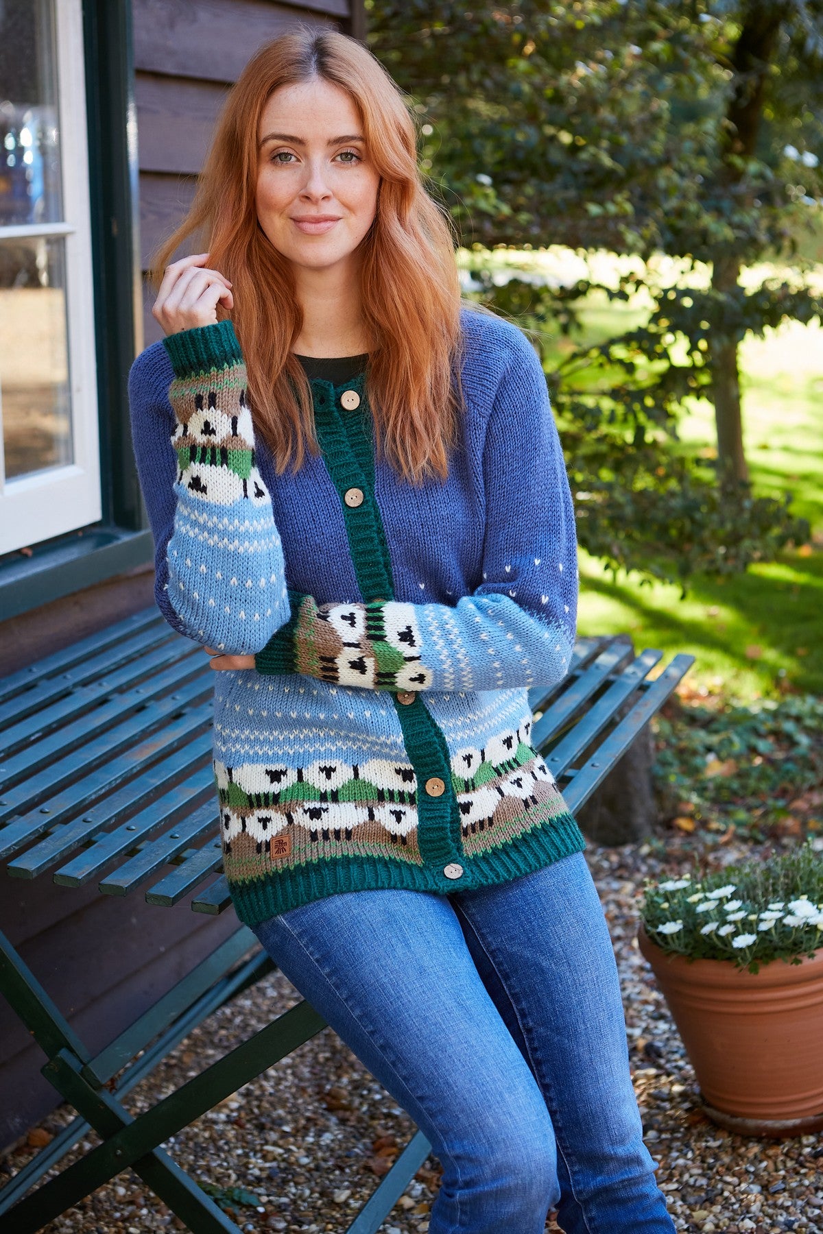 Pachamama Sheep Cardigan, Hand Knitted, Fair Trade Sourced, 100% Wool