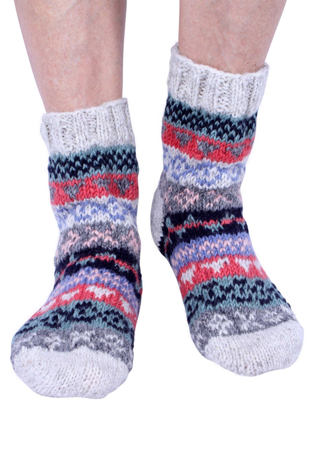 Pachamama Classic Fairisle Sofa Socks , Hand Made, 100% Wool, Fair Trade Sourced