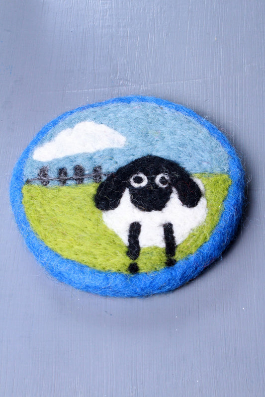 Pachamama Flock Of Sheep Coaster 10cm, Set of 4, Hand Felted, Fair Trade Source