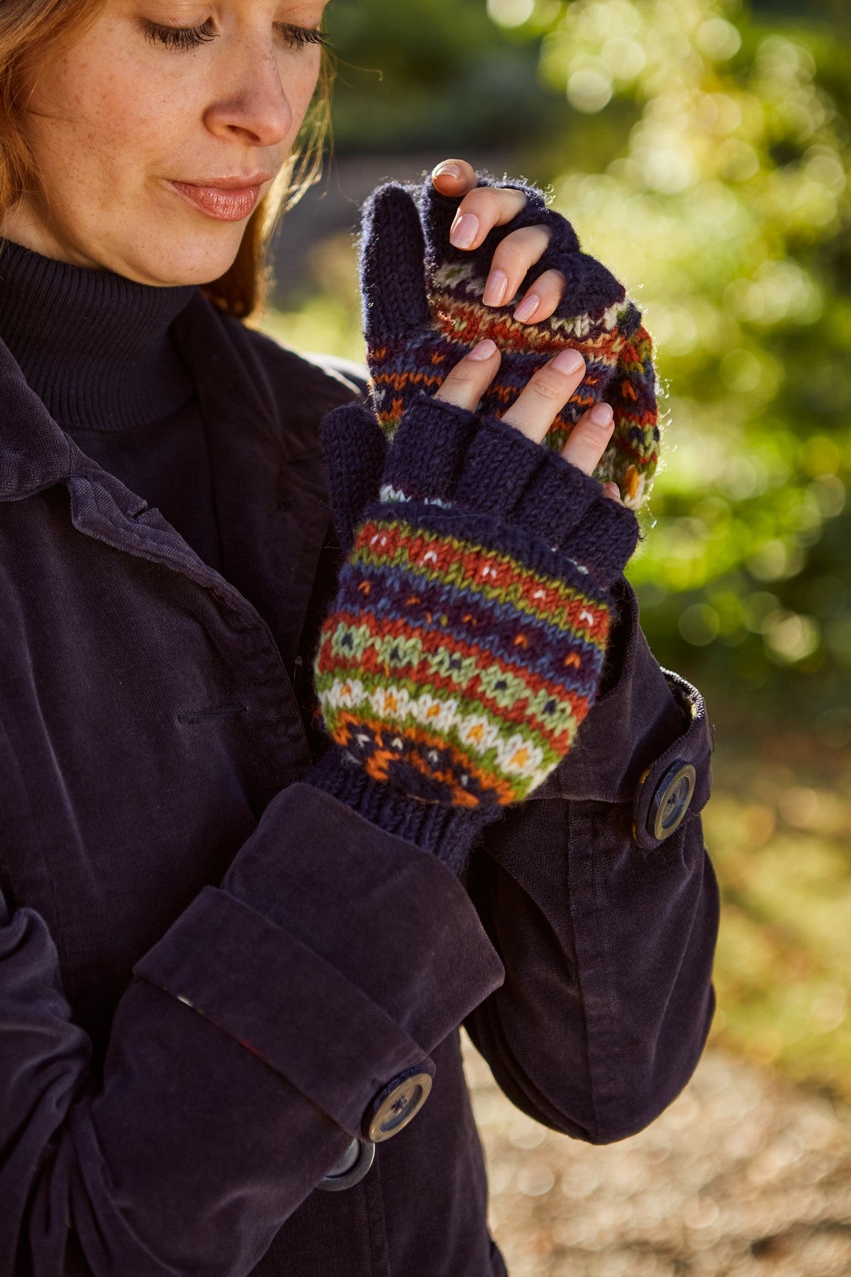 Pachamama Colorado Glove/Mitts, Hand Knitted, Lined, Wool, Fair Trade Sourced