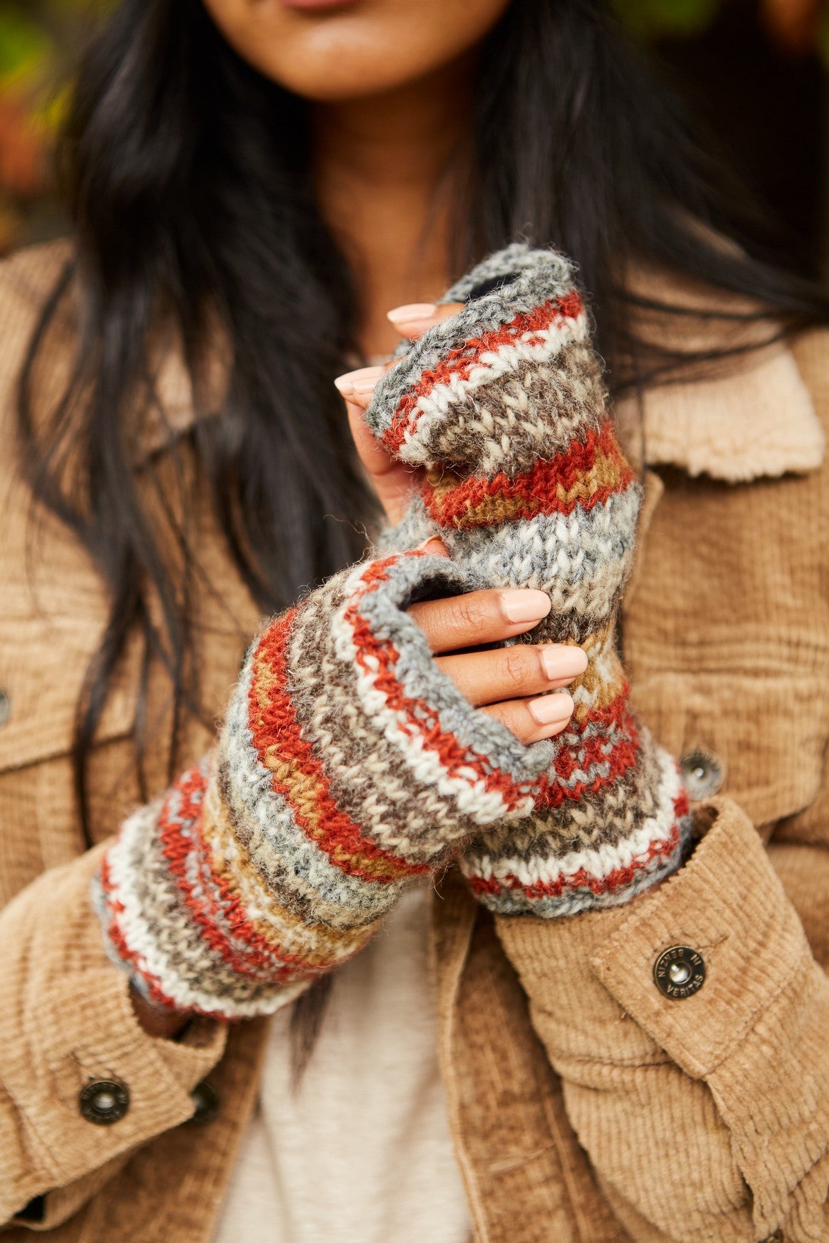 Pachamama Classic Fairisle Handwarmers, Hand Made, Lined, Wool, Fair Trade