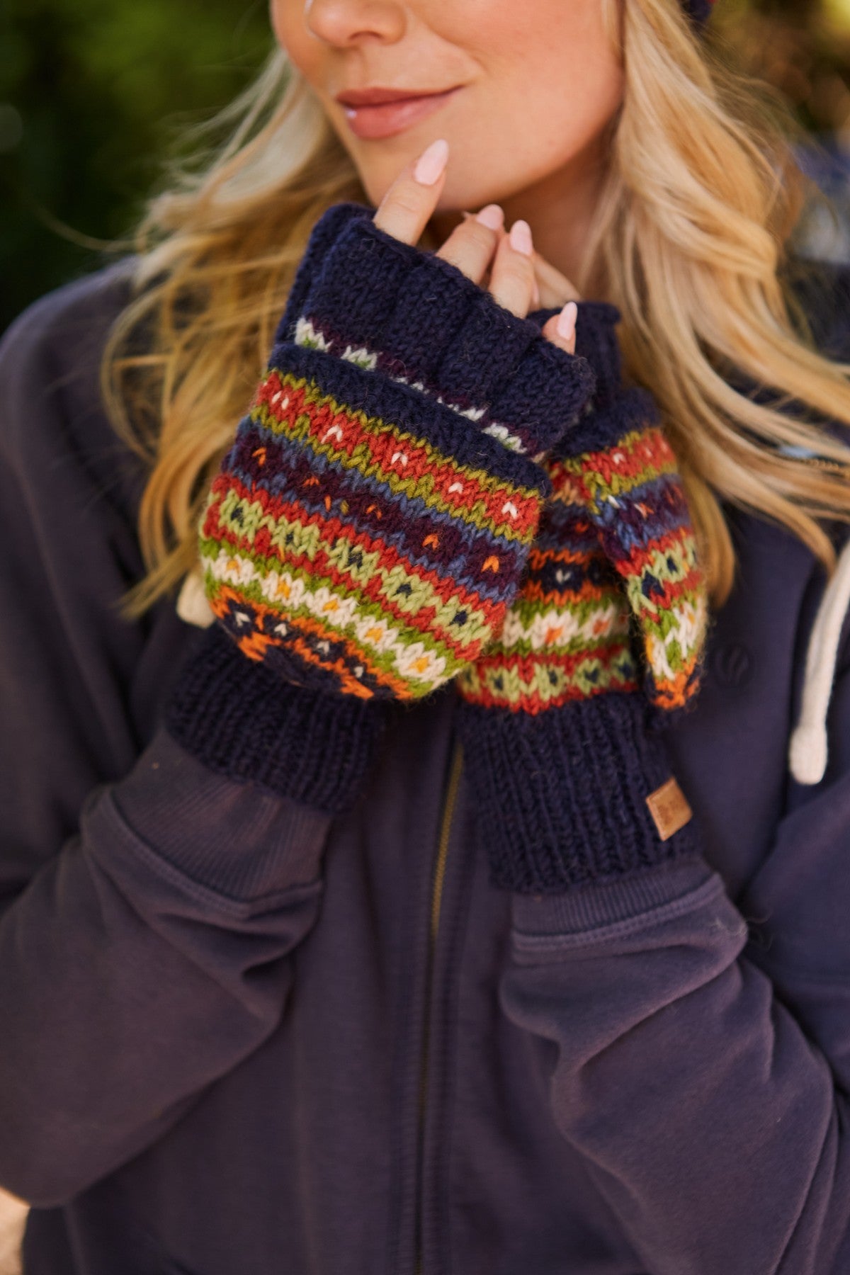 Pachamama Colorado Glove/Mitts, Hand Knitted, Lined, Wool, Fair Trade Sourced