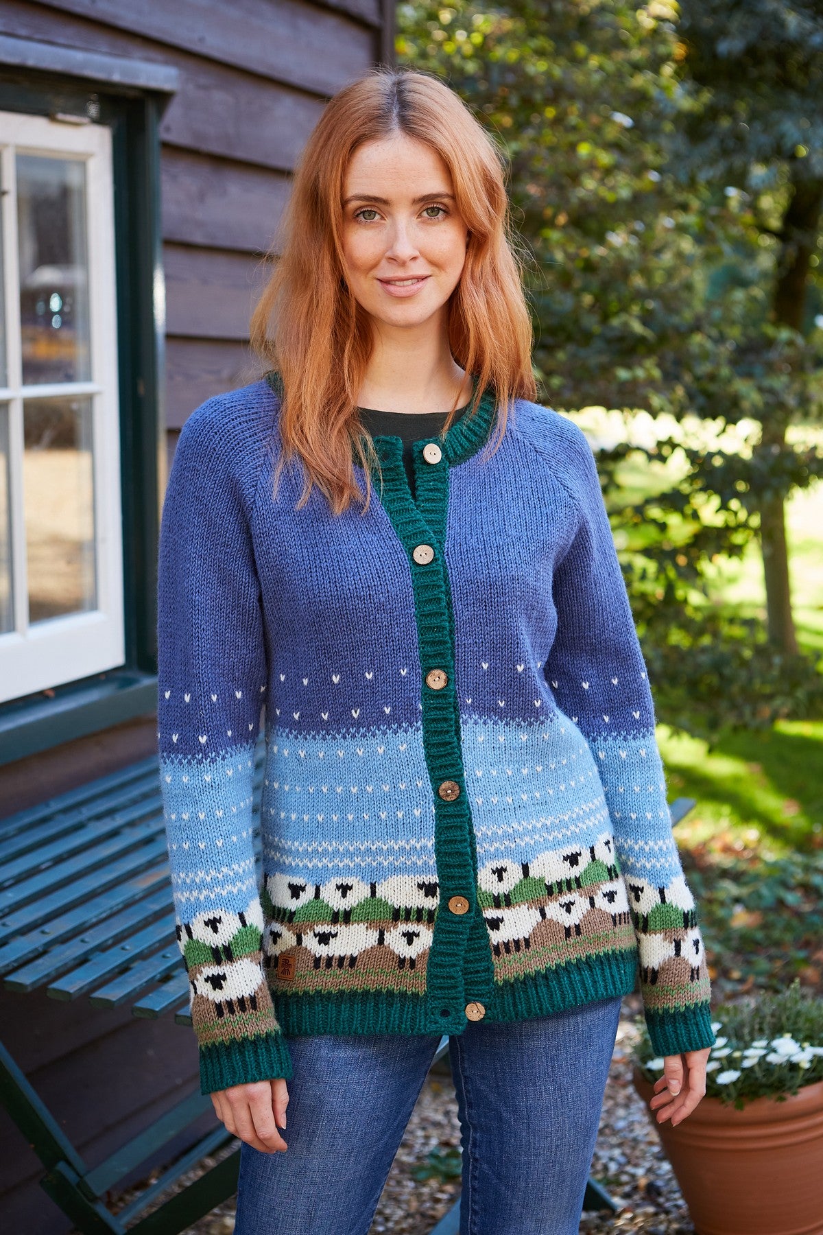 Pachamama Sheep Cardigan, Hand Knitted, Fair Trade Sourced, 100% Wool