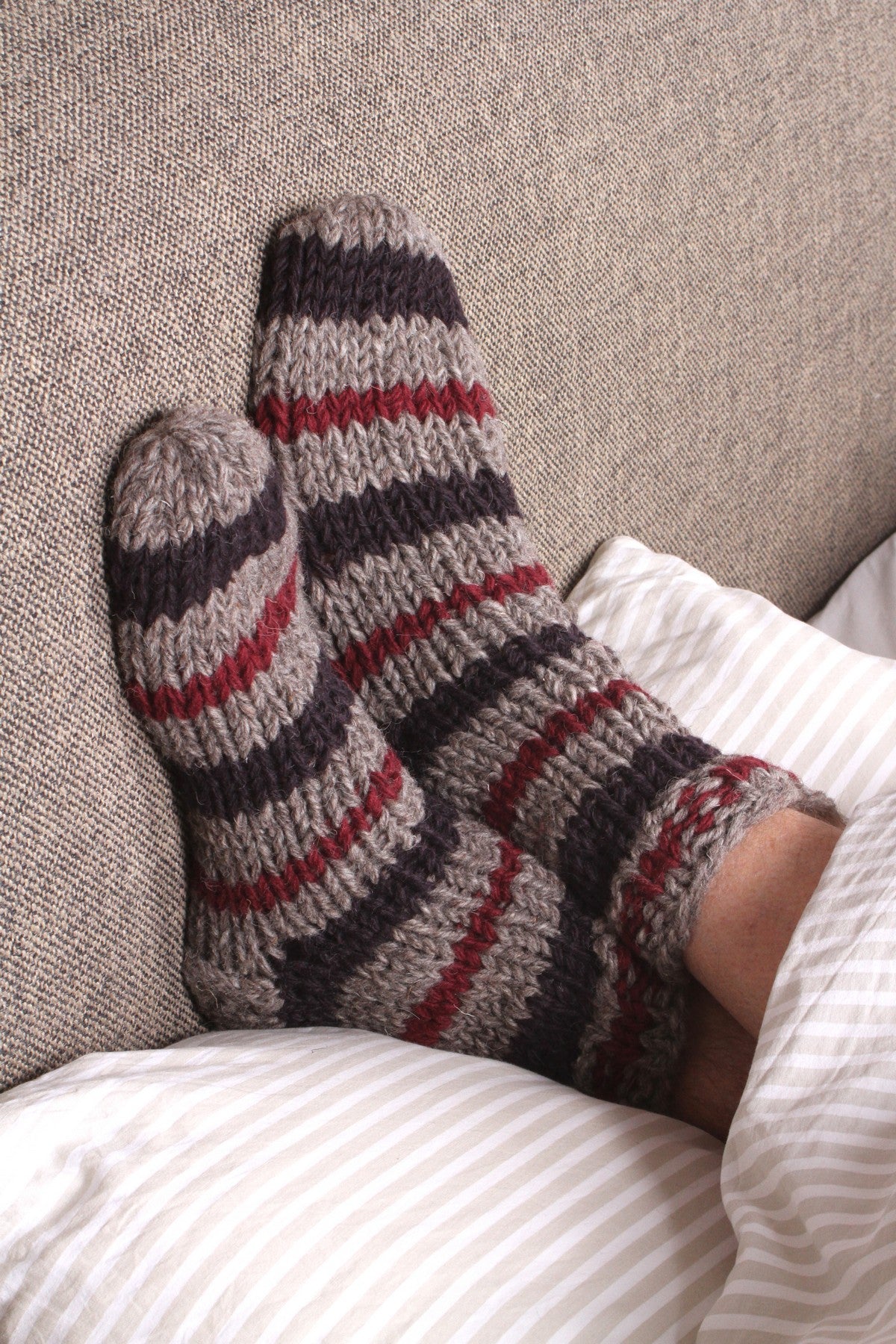 Pachamama Mens Shoreditch Sofa Socks, Hand Knitted 100% Wool, Fair Trade Sourced