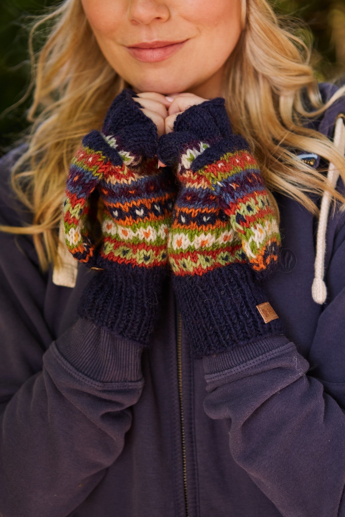 Pachamama Colorado Glove/Mitts, Hand Knitted, Lined, Wool, Fair Trade Sourced