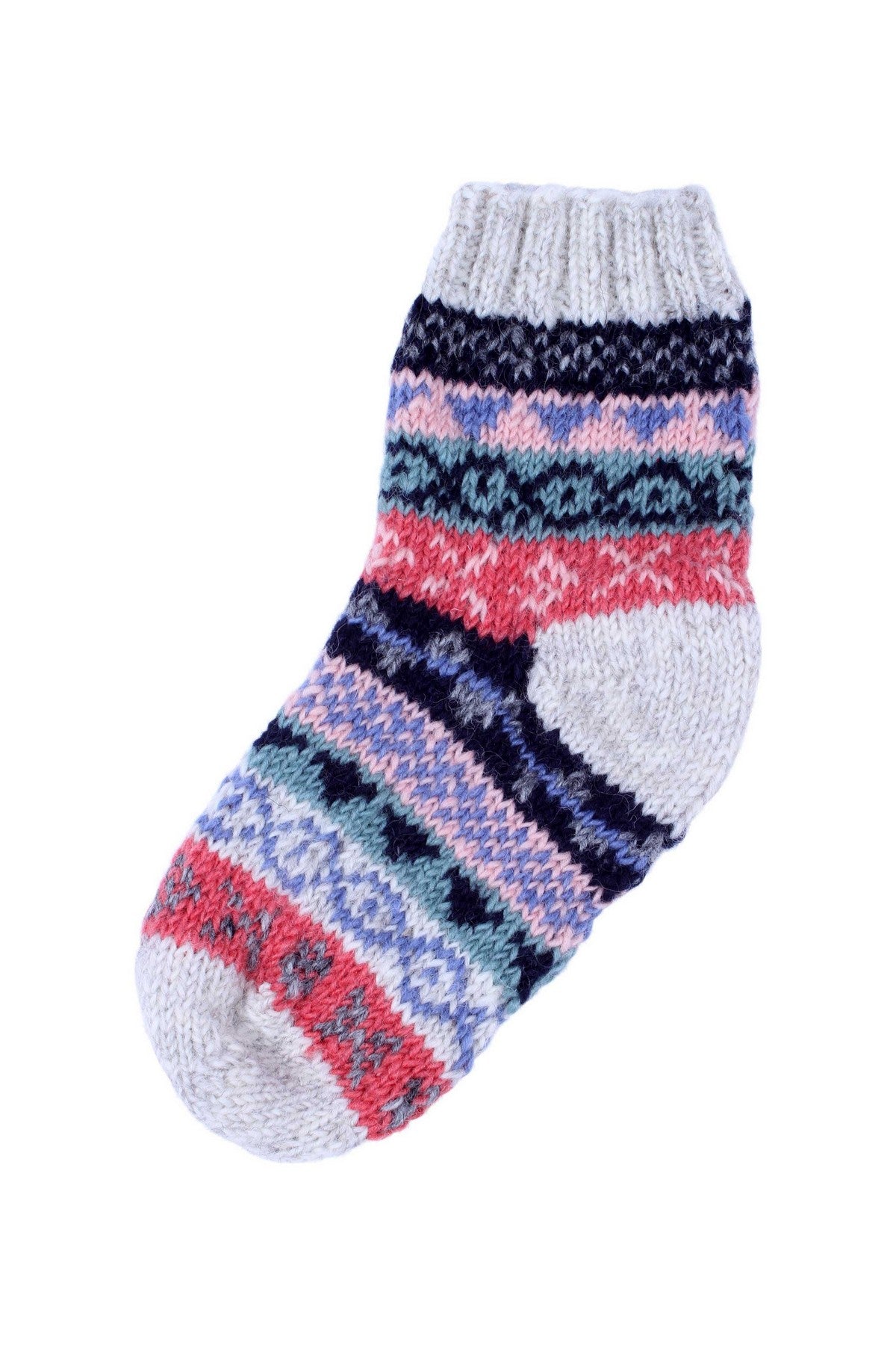 Pachamama Classic Fairisle Sofa Socks , Hand Made, 100% Wool, Fair Trade Sourced