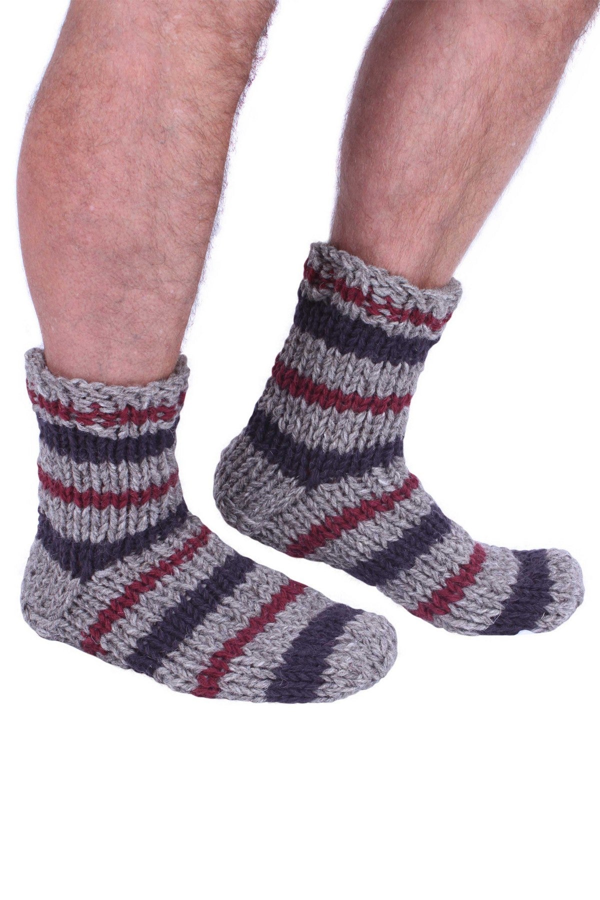 Pachamama Mens Shoreditch Sofa Socks, Hand Knitted 100% Wool, Fair Trade Sourced