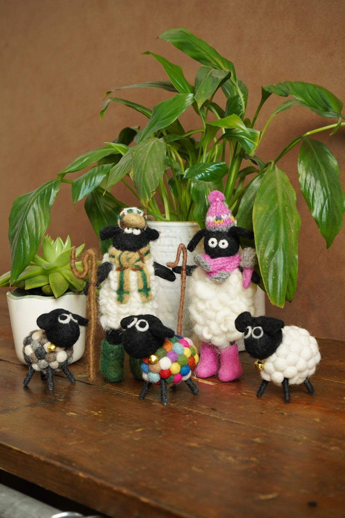 Pachamama Flat Cap Stanley Sheep, Hand Felted, Fair Trade Sourced, Home Ornament