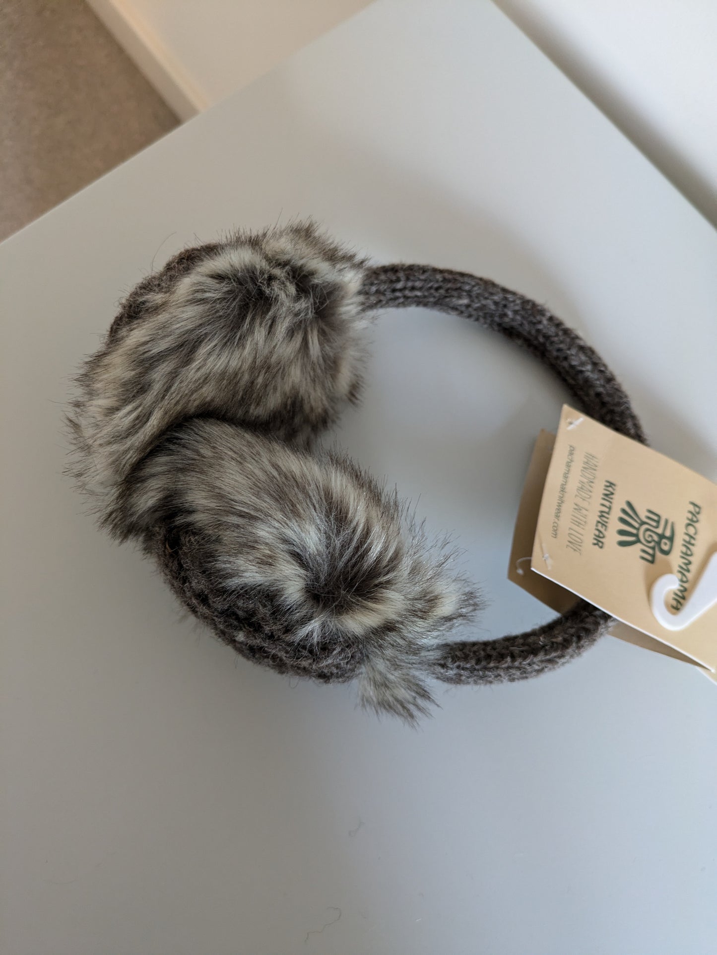 Pachamama Chamonix Cable Earmuffs, Faux Fur Lined, Fair Trade Sourced, Brown