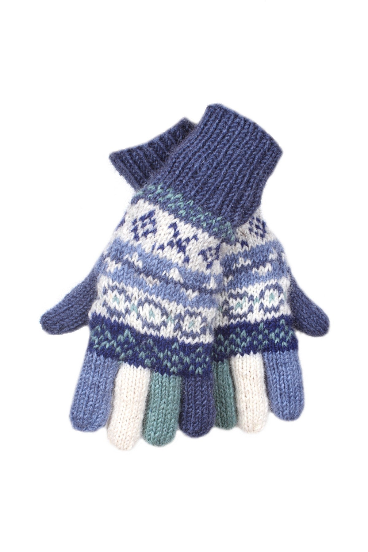 Pachamama Classic Fairisle Gloves, Hand Made, Unlined, Wool, Fair Trade Sourced