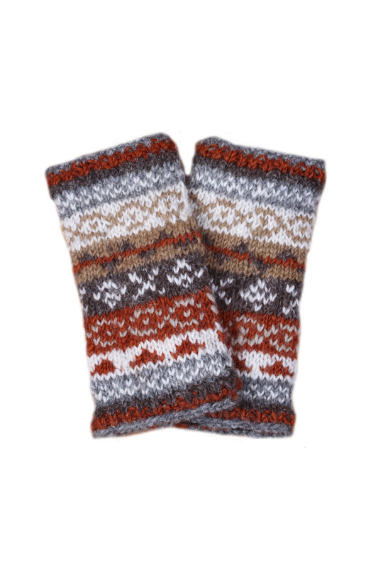 Pachamama Classic Fairisle Handwarmers, Hand Made, Lined, Wool, Fair Trade