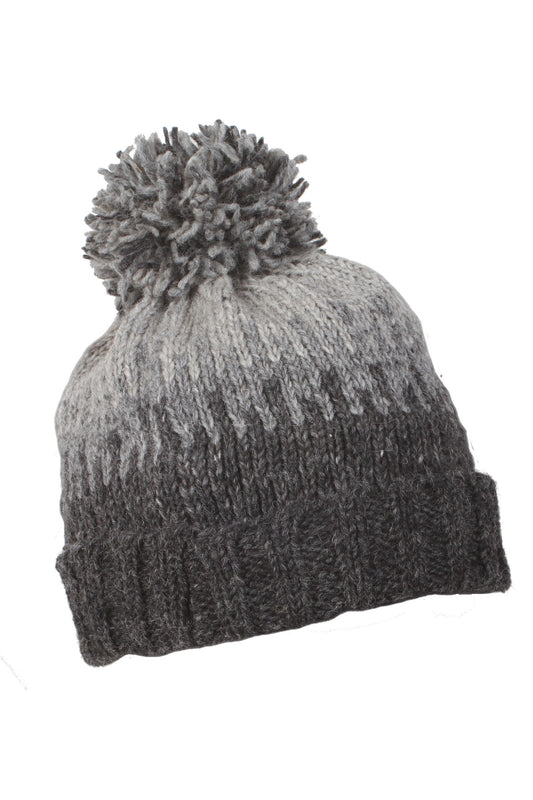 Pachamama Mens Heidelberg Bobble Beanie, Hand Knitted, Sherpa Fleece Lined, Wool