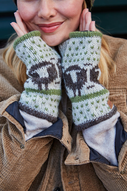 Pachamama Herdwick Sheep Handwarmers, Hand Made, Lined, 100% Wool Outer, Oatmeal